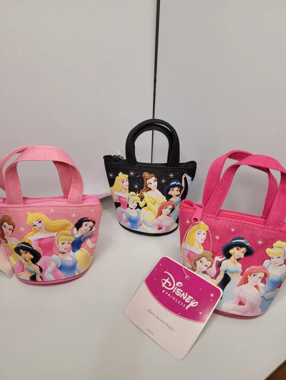 👉✨️Disney Princess Mini Tote Bag - Pink & Black Bundle Of 3